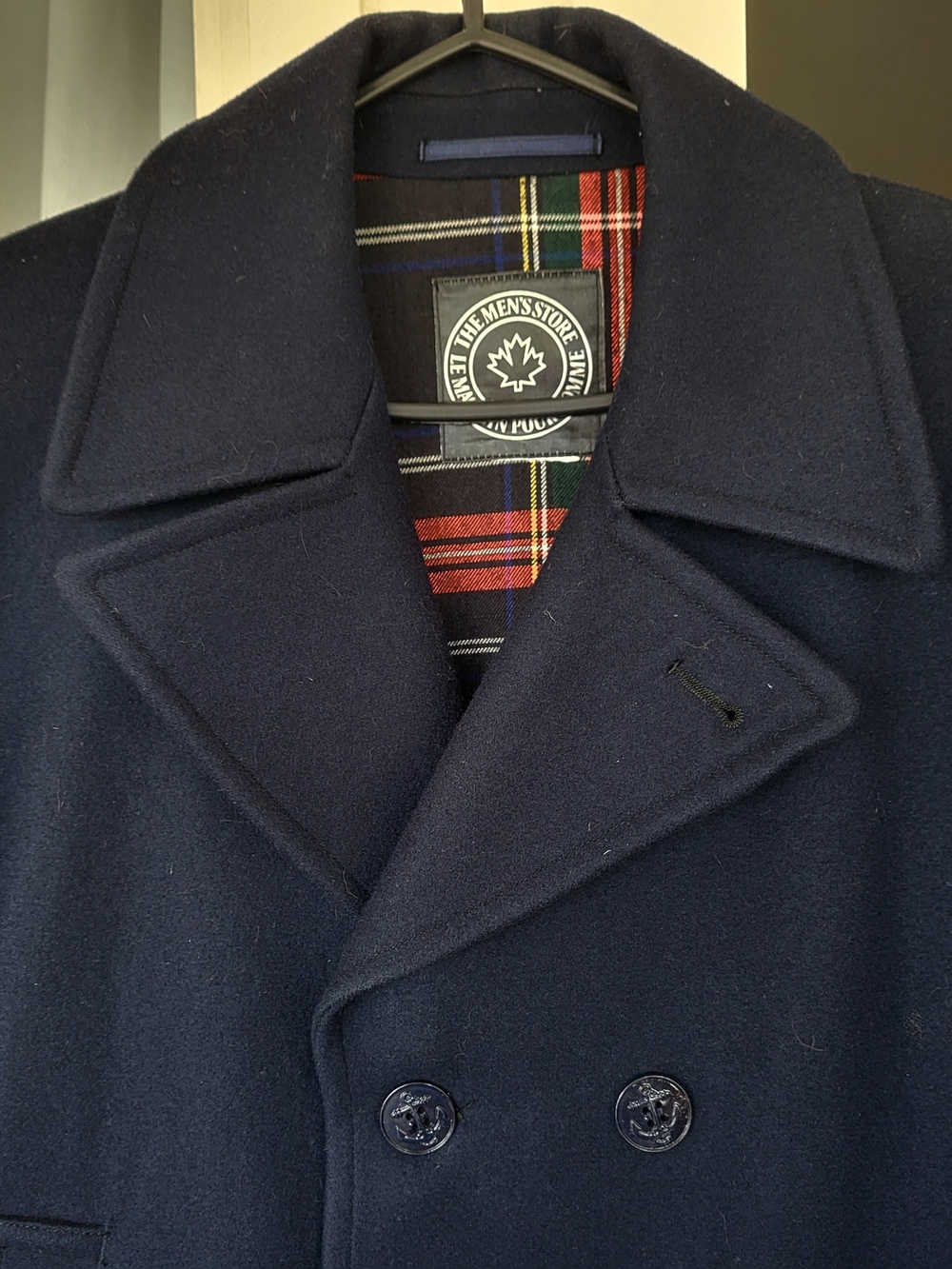 The Men's Store Navy Wool Peacoat - Classic Double-Breasted Jacket